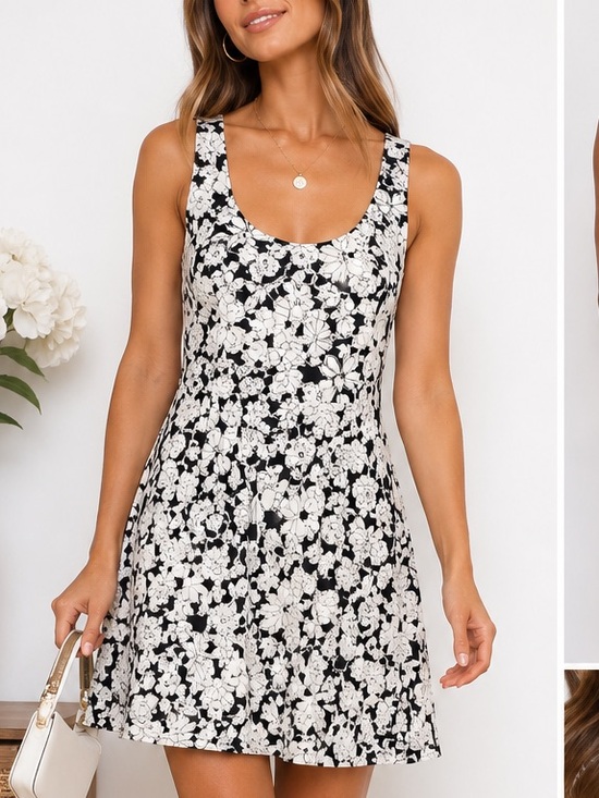 Club Monaco Dresses & Skirts - Club Monaco Silk Floral Cut Out Slip Dress White Black Sz 0 floral flower print